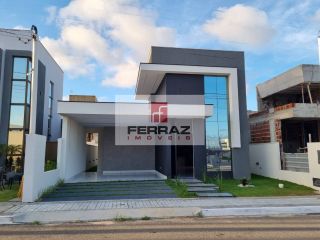 Casa nova à venda em condomínio, nova parnamirim, três suites, lavabo, espaço gourmet com churrasqueira