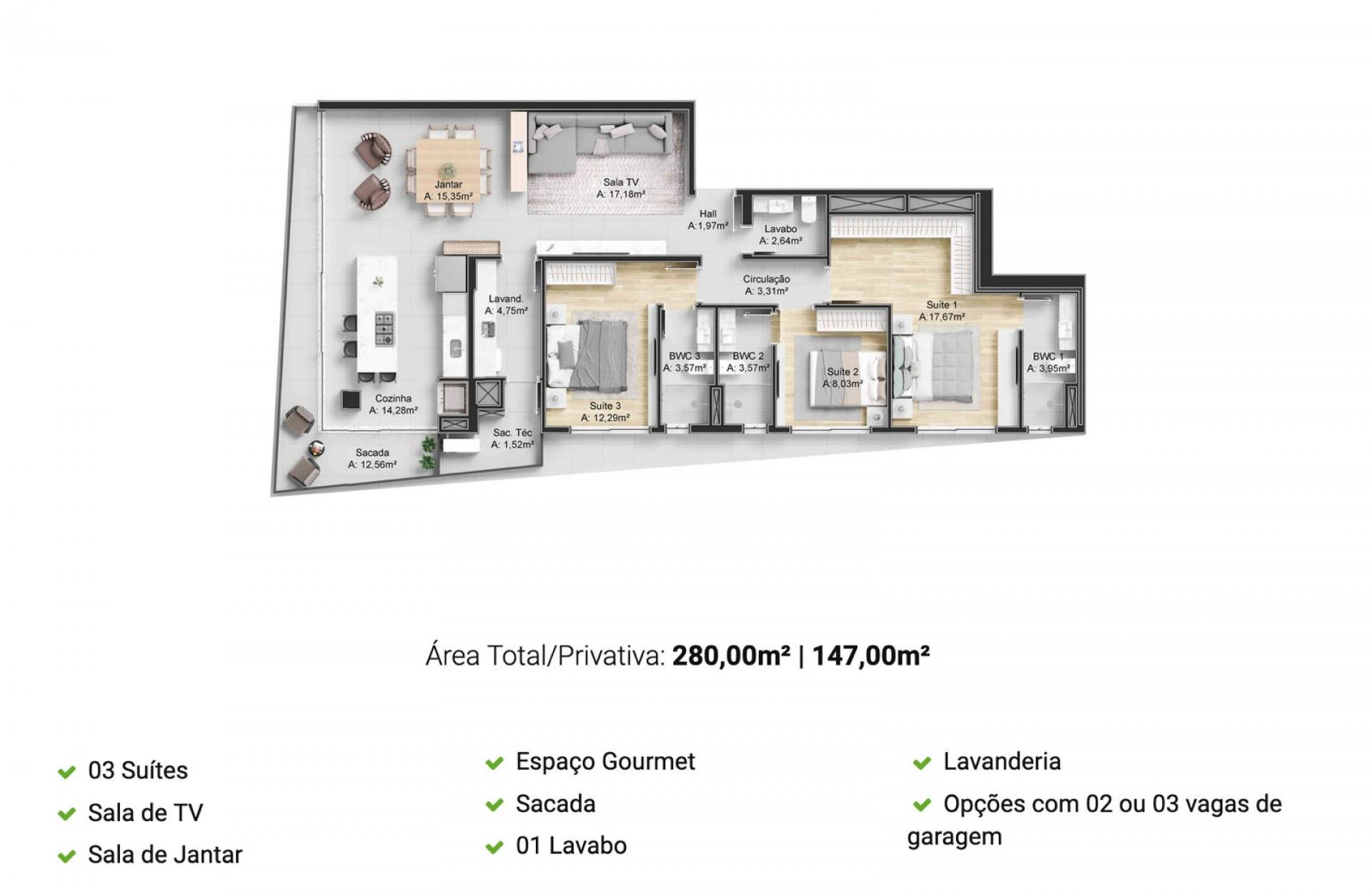 Apartamento Frente mar - 147 m² Pronto para Morar - Blue Waves Residence
