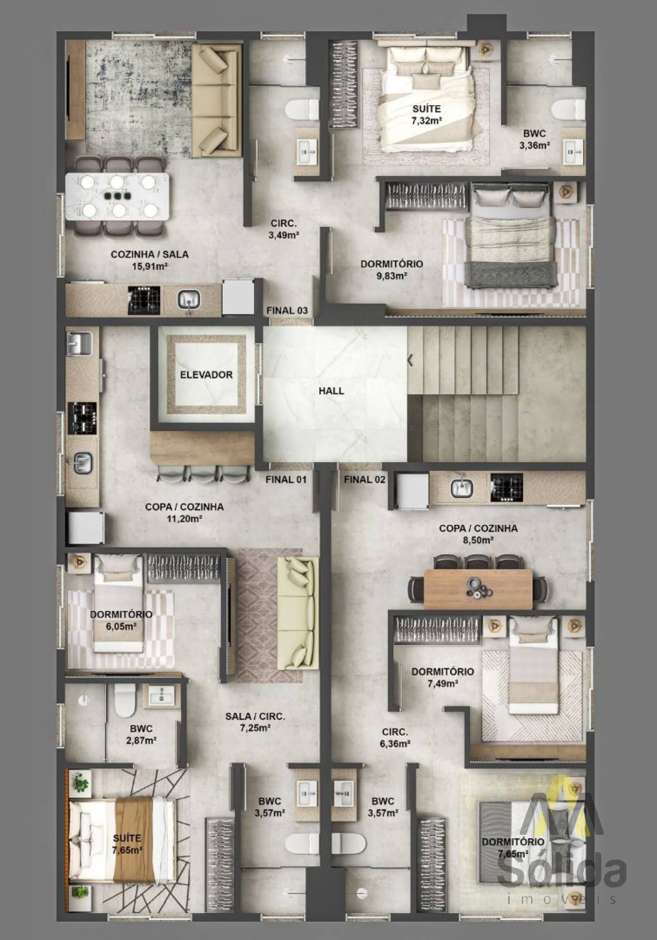 Apartamento com 2 quartos sendo 1 suíte no bairro Nossa Senhora de Fatima em Penha