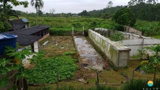 Casa à venda com um terreno de 1.226,78m² em Penha, com 01 casa contendo 02 dormitórios e garagem coberta para 3 carros. Ref 300