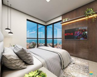 Apartamento com 3 dormitórios, sendo 1 suíte com 02 vagas de garagem a 160m da praia. Ref. 358