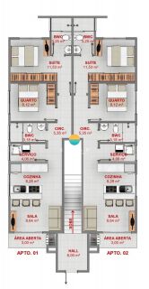 Apartamento Para Vender com 2 dormitórios, sendo 1 suíte no bairro Nossa Senhora de Fátima em Penha-SC. Ref. 380