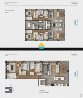 Residencial Corá - Apartamento com vista para o Mar, com 01 suíte, Demi suíte e 02 garagens na Praia da Armação em Penha - SC. Ref. 435