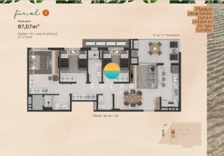 BERSI HOME CLUB - Apartamento com VISTA MAR de 3 dormitórios, sendo 01 suíte à 300m da Praia de Armação - Penha/SC. Ref. 440