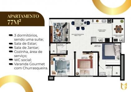 Apartamento à venda com 2 quartos, sendo 1 suíte no bairro Mirante em Campina Grande