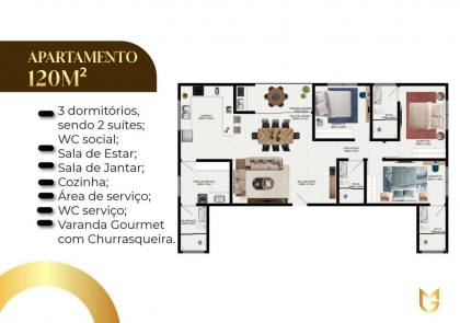 Apartamento à venda com 2 quartos, sendo 1 suíte no bairro Mirante em Campina Grande