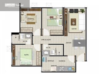Apto 3 quartos, 1 suíte no Cidade Jardim