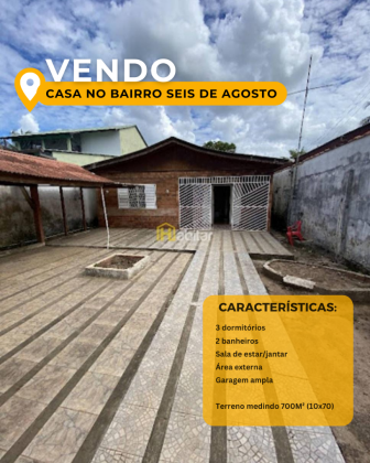 Casa Para Vender com 2 quartos 1 suítes no bairro 6 De Agosto em Rio Branco