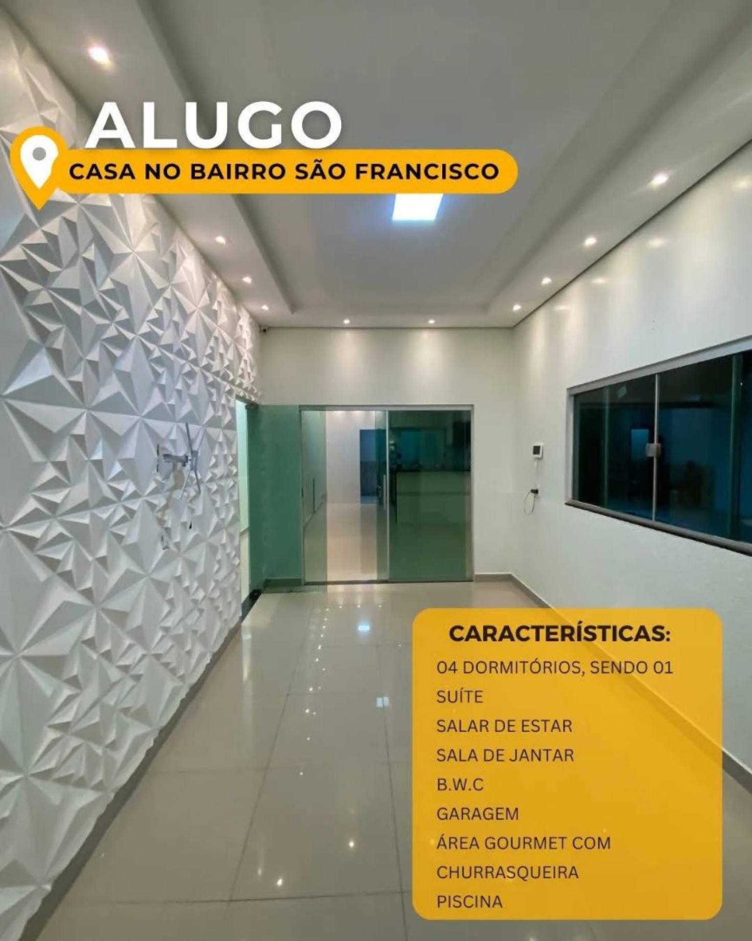 Casa Com Piscina Para Alugar, 4 quartos sendo 1 suítes no bairro São Francisco em Rio Branco