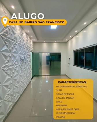 Casa Com Piscina Para Alugar, 4 quartos sendo 1 suítes no bairro São Francisco em Rio Branco