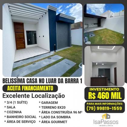 VENDO Casa (AC 96M²/ AT 160M² / ÁREA GOURMET) no LUAR DA BARRA 1
