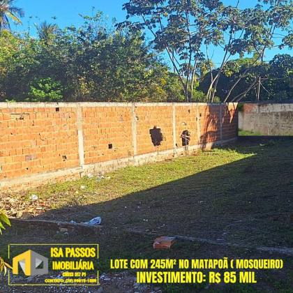 Lote com 245M² no Matapoã no Bairro Mosqueiro
