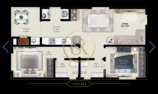 Apartamento com 01 suíte + 01 demi suíte