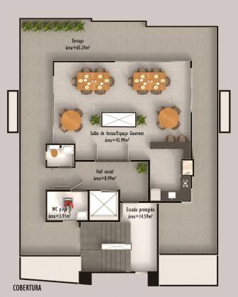 Cobertura a apenas 200 metros do mar